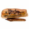 Running Wolf Scrimshaw Artwork Fossil Ivory, Alaska Mint