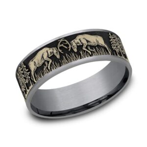 Deer Sparing Tantalum & Gold Ring-Sale 40% Off In Stock Only