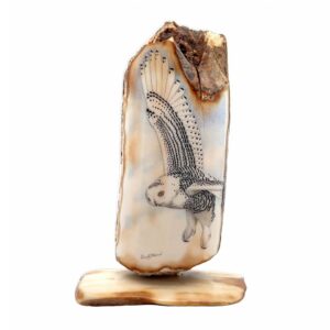 Soaring Owl Scrimshaw Artwork Fossil Ivory, Alaska Mint