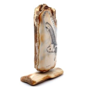 Soaring Owl Scrimshaw Artwork Fossil Ivory, Alaska Mint