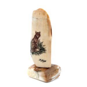 Sitting Fox Scrimshaw Artwork Fossil Ivory, Alaska Mint