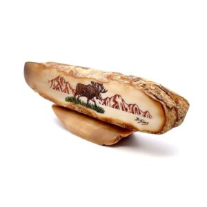 Lone Moose Scrimshaw Artwork Fossil Ivory, Alaska Mint