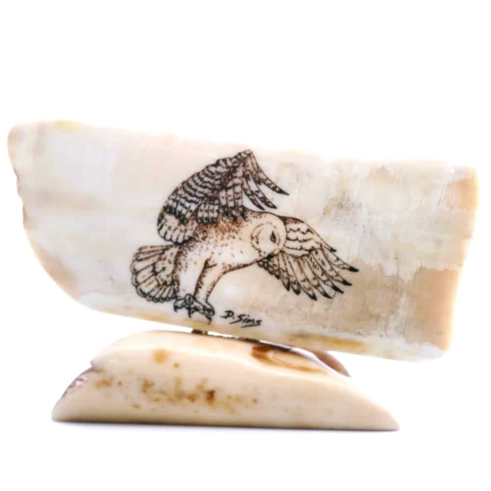 Landing Owl Scrimshaw Artwork, Alaska Mint