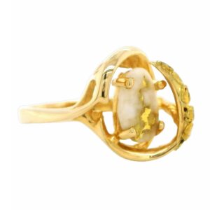 Gold Nugget Gold Quartz Ring, Alaska Mint