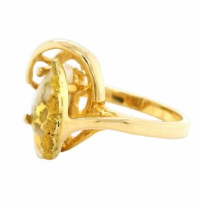 Gold Nugget Gold Quartz Ring, Alaska Mint