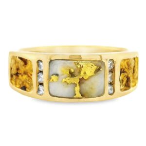 Gold Nugget Quartz & Diamond Ring, Alaska Mint