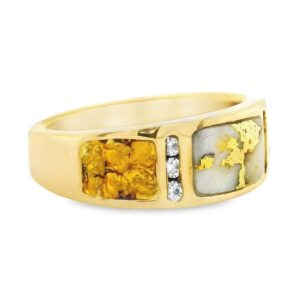 Gold Nugget Quartz & Diamond Ring, Alaska Mint