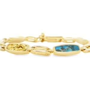 Turquoise Gold Nugget Bracelet, Alaska Mint