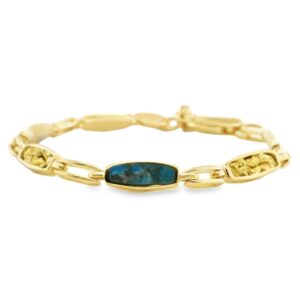 Turquoise Gold Nugget Bracelet, Alaska Mint