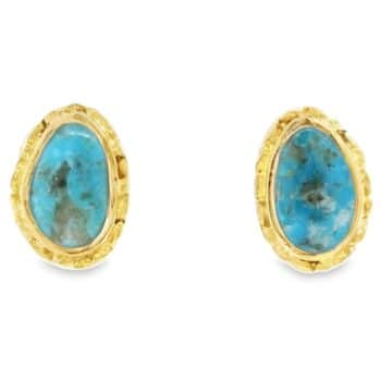 Gold Nugget Turquoise Earrings, Alaska Mint