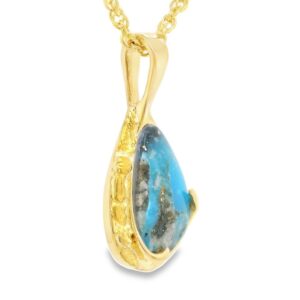 Oblong Turquoise Gold Nugget Pendant, Alaska Mint