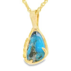 Oblong Turquoise Gold Nugget Pendant, Alaska Mint