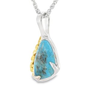 White Gold Turquoise Gold Nugget Pendant, Alaska Mint