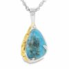White Gold Turquoise Gold Nugget Pendant, Alaska Mint