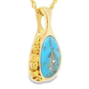 Turquoise Gold Nugget Pendant, Alaska Mint