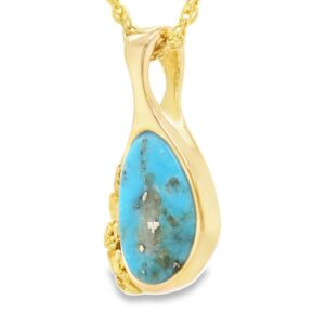 Turquoise Gold Nugget Pendant, Alaska Mint