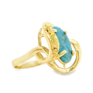 Turquoise Gold Nugget Ring, Alaska Mint