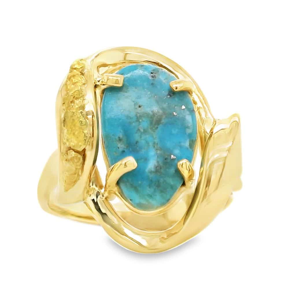 Turquoise Gold Nugget Ring, Alaska Mint