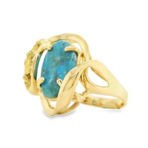 Turquoise Gold Nugget Ring, Alaska Mint