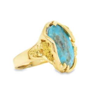 Turquoise Gold Nugget Ring, Alaska Mint