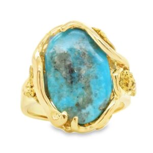Turquoise Gold Nugget Ring, Alaska Mint