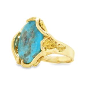 Turquoise Gold Nugget Ring, Alaska Mint