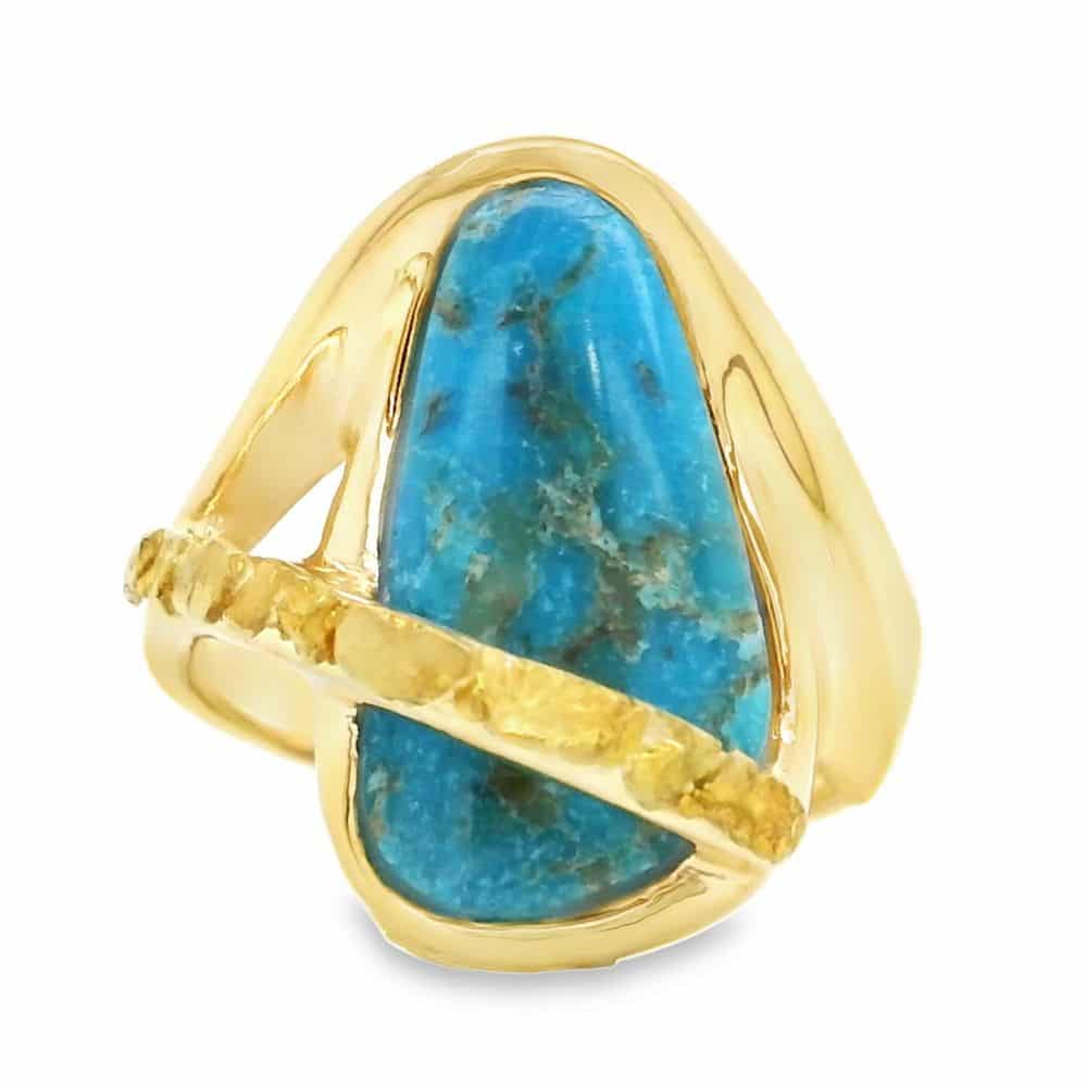 Turquoise Gold Nugget Ring, Alaska Mint