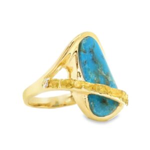 Turquoise Gold Nugget Ring, Alaska Mint
