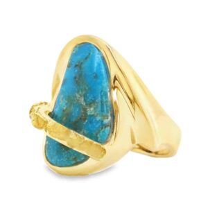 Turquoise Gold Nugget Ring, Alaska Mint