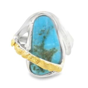 White Gold Turquoise Gold Nugget Ring RL581NTW