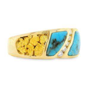 Diamond Turquoise Gold Nugget Ring, Alaska Mint