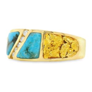 Diamond Turquoise Gold Nugget Ring, Alaska Mint