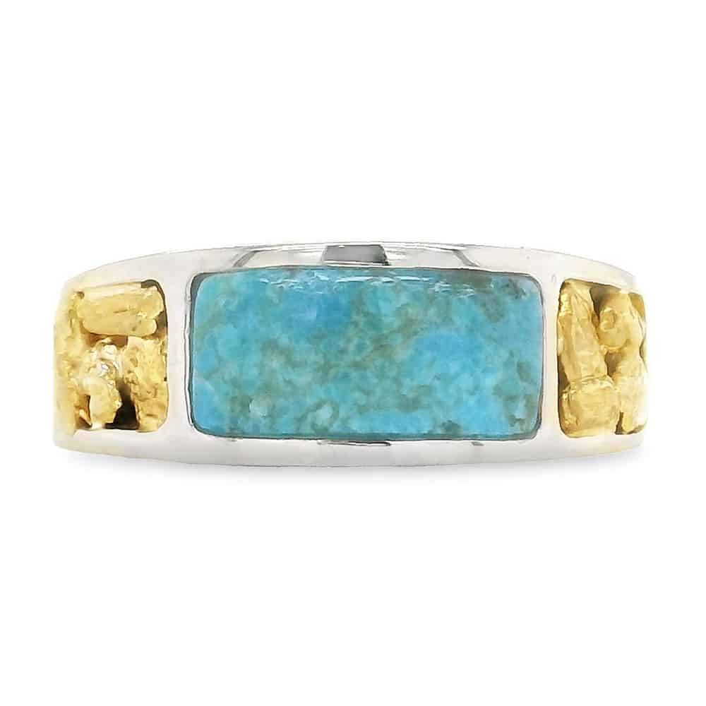 Turquoise Gold Nugget White Gold Ring, Alaska Mint
