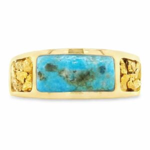Turquoise Gold Nugget Gold Ring RL732NT