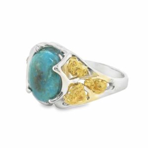 Turquoise Gold Nugget White Gold Ring, Alaska Mint