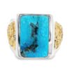 Rectangle Turquoise Gold Nugget Ring, Alaska Mint