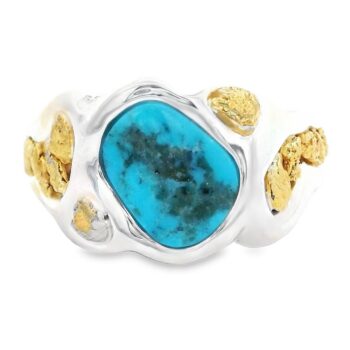Oblong Turquoise Gold Nugget Ring, Alaska Mint