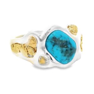 Oblong Turquoise Gold Nugget Ring, Alaska Mint