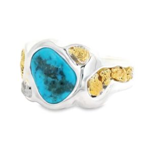 Oblong Turquoise Gold Nugget Ring, Alaska Mint