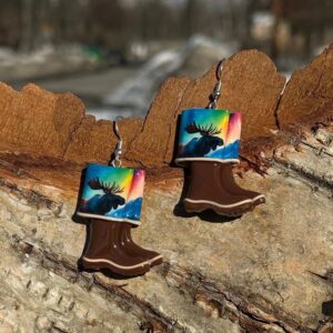 Moose Boot Clay Earrings, Alaska Mint