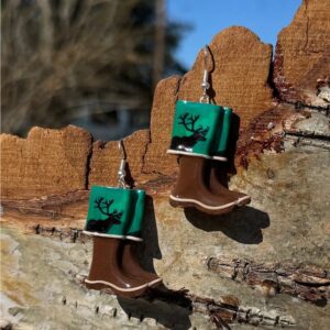 Emerald Caribou Boot Clay Earrings, Alaska Mint