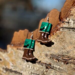 Emerald Caribou Boot Clay Earrings, Alaska Mint