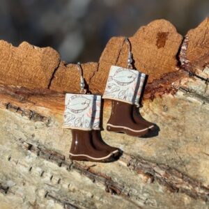 Happy Halibut Boot Clay Earrings, Alaska Mint