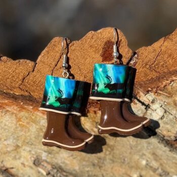 Northern Lights Boot Clay Earrings, Alaska Mint
