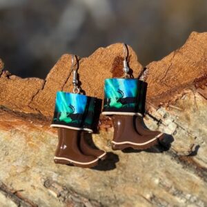 Northern Lights Boot Clay Earrings, Alaska Mint