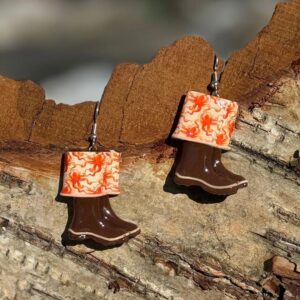 Octopus Mini Boot Clay Earrings, Alaska Mint