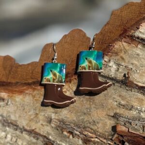 Polar Bear Boot Clay Earrings, Alaska Mint