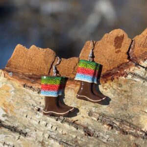 Rainbow Trout Mini Boot Clay Earrings, Alaska Mint