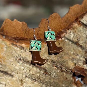 Stud Puffin Boot Clay Earrings, Alaska Mint