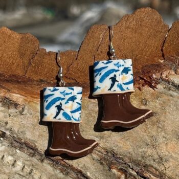 Whale Boot Clay Earrings, Alaska Mint